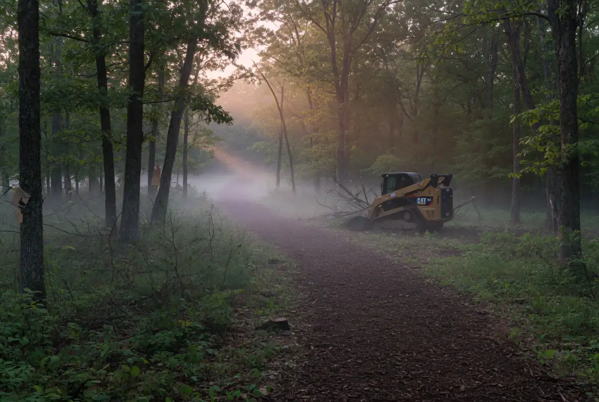 Forestry mulching dry cabin and recreational access routes on rural Wisconsin acreage